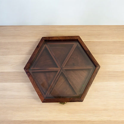 SacredFig Wooden Hexagon Storage Box – 9x8 Inch | Handcrafted for Kitchen, Home & Everyday Organization