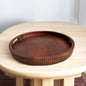 Round Wooden Serving Tray with Handles | 18 in (d)