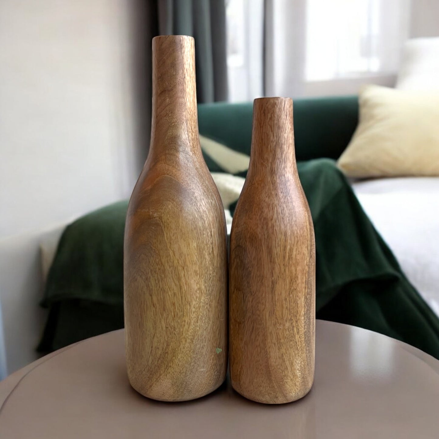 Elegant Light Brown Wooden Vase | Large 13×4inch | Small 11 × 4 in