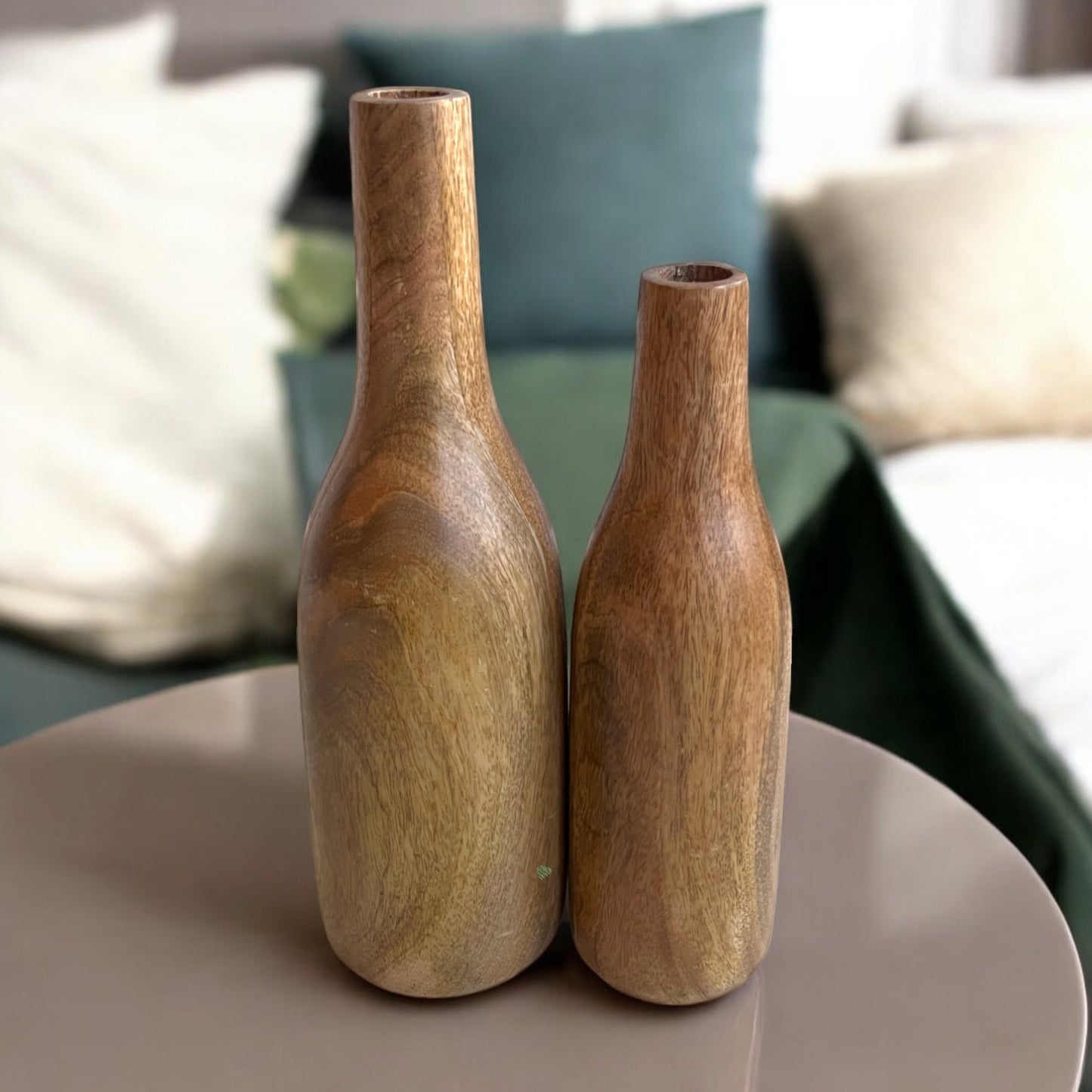Elegant Light Brown Wooden Vase | Large 13×4inch | Small 11 × 4 in