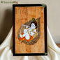 Lord Krishna on Leaf Decorative Frame for Spiritual Home Decor