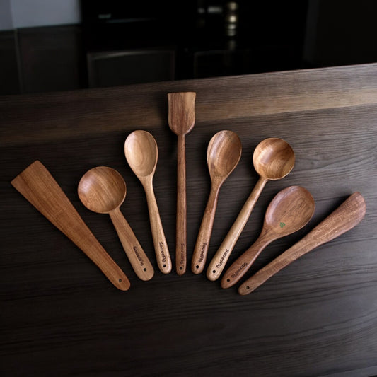 SacredFig Wooden Spatula Set| Neem Wood Set | Set of 8