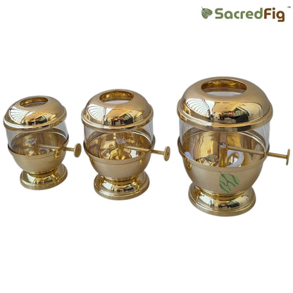 Premium Brass Akhand Diya with Glass Cover