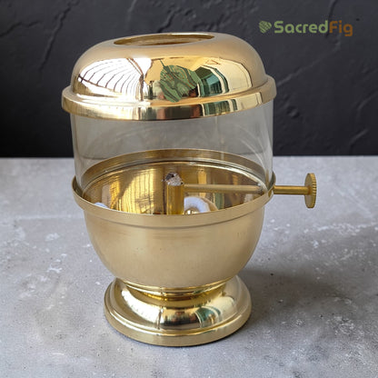 Premium Brass Akhand Diya with Glass Cover