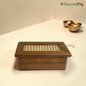 SacredFig Premium Sheesham & Rattan Dry Fruit Box | Luxury Wooden Gift Box, Hamper & Storage Box | S - 9 x 5.5 x 3.7 In