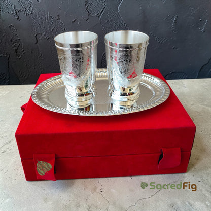 SacredFig Premium Tray with Engraved Glass Gift Set
