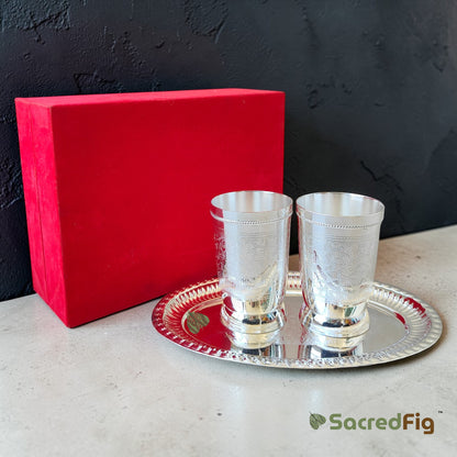 SacredFig Premium Tray with Engraved Glass Gift Set
