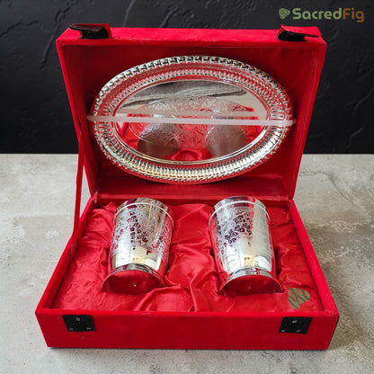 SacredFig Premium Tray with Engraved Glass Gift Set