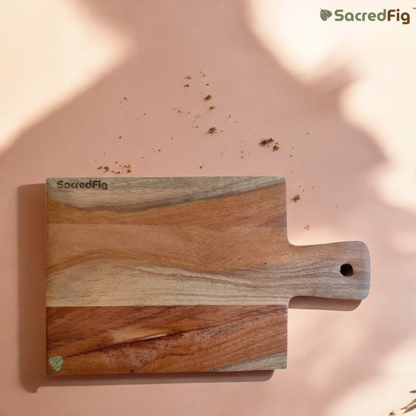 SacredFig Neem Wood Serving Platter| Compact Platter, Square Edges Board 10 × 6 in