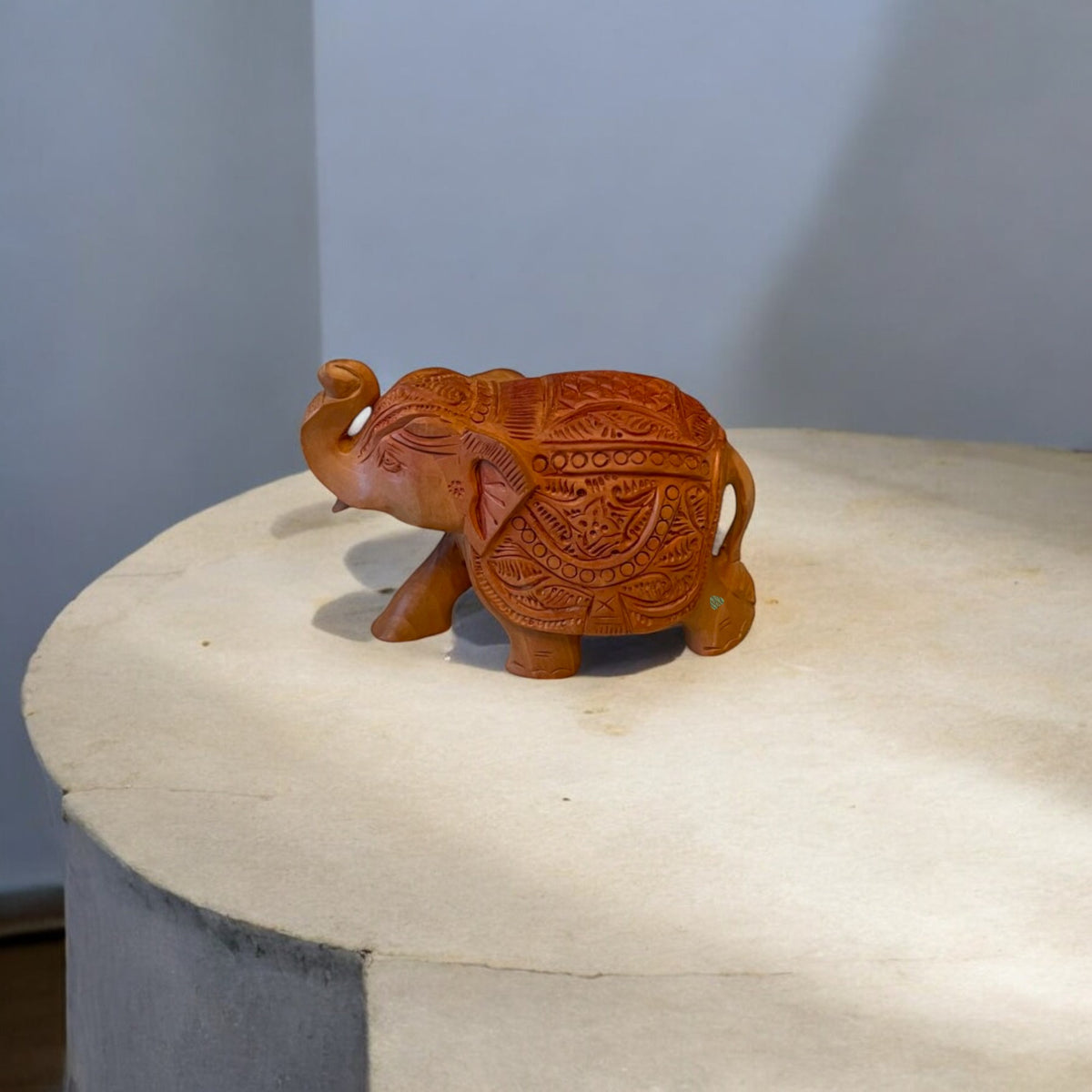 Jaipuri style yellow elephant showpiece for home decor by SacredFig