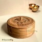 SacredFig Acacia Rosette Gift Box | Round Handcrafted Wooden Gift Box & Dry Fruit Box