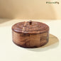 SacredFig Acacia Rosette Gift Box | Round Handcrafted Wooden Gift Box & Dry Fruit Box| Rosette Design for Gifting & Storage - M