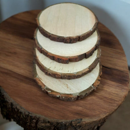 SacredFig Bark Coasters for Drawing Art & Craft | Wooden Log | Natural Wooden Coaster suitable for Art Work (Set of 4)| 4 in