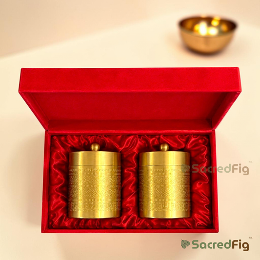 SacredFig Veda Premium Brass Canister Set | Corporate & Festive Gift