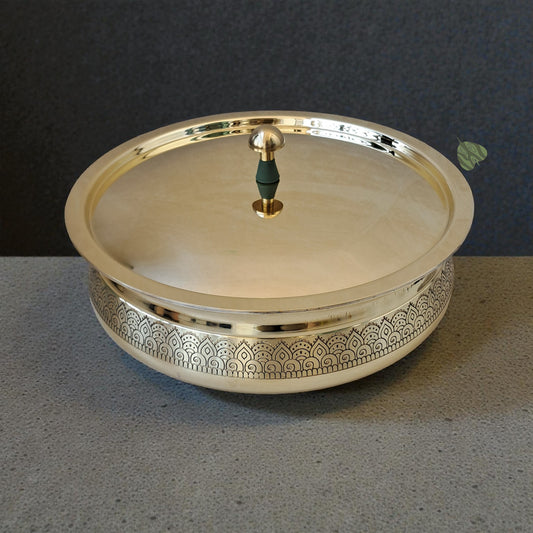 Brass Lagan with Lid (2000 ml) – Handcrafted Traditional Cookware | Ritual Legacy Series | SacredFig