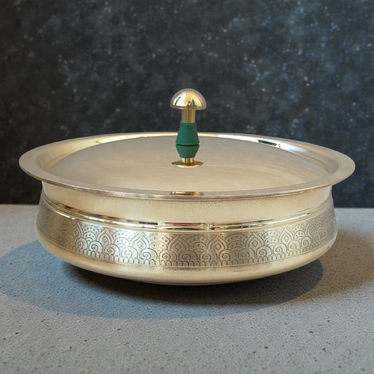 Brass Lagan with Lid (2500 ml) – Handcrafted Traditional Cookware | Ritual Legacy Series | SacredFig