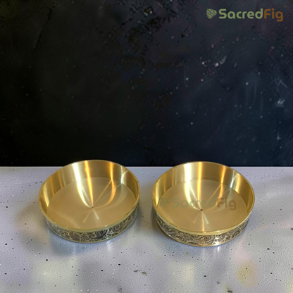 SacredFig Amrakriti Series Brass Dessert Bowls | Set of 2 | Set of 4