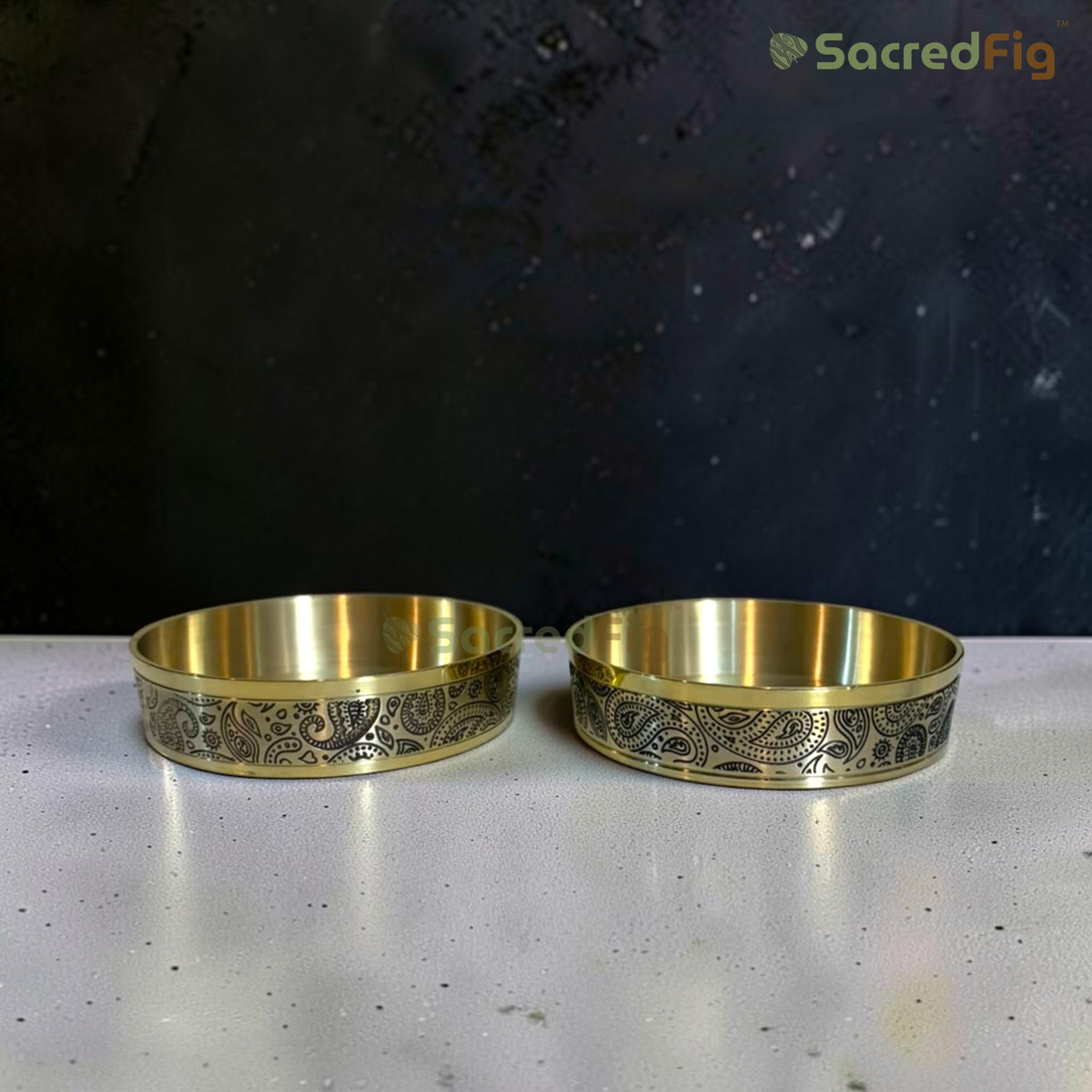 SacredFig Amrakriti Series Brass Dessert Bowls | Set of 2 | Set of 4