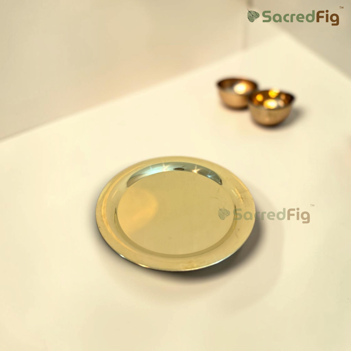 SacredFig Divya Brass Pooja Thali | Brass Pooja Thali for Diwali & Festive Rituals