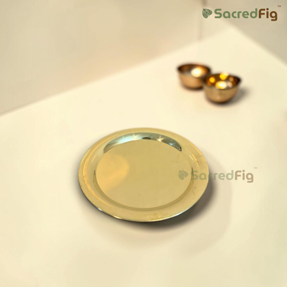 SacredFig Divya Brass Pooja Thali | Brass Pooja Thali for Diwali & Festive Rituals