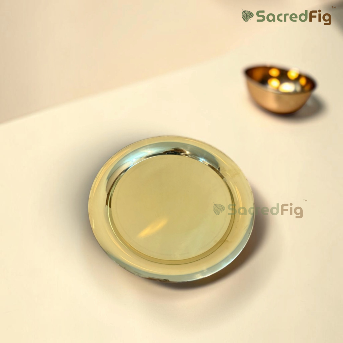 SacredFig Divya Brass Pooja Thali | Brass Pooja Thali for Diwali & Festive Rituals