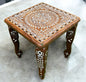SacredFig Premium Wooden Decorative Square Table with Floral Design , 12 in