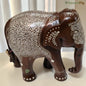 SacredFig Handcrafted Sheesham Wood Elephant – White Inlay Work | Wax Polished Finish | 12 In | Vaastu Decorative Showpiece