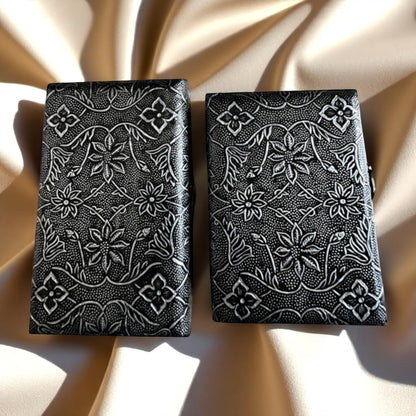 SacredFig Wooden Jewellery Box Set – Silver Finish Detailing | Handcrafted in S, M & L Sizes