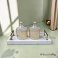 SacredFig Pearl Premium Tray with Metal Handle | Serving & Decorative Tray | 12 x 6 In