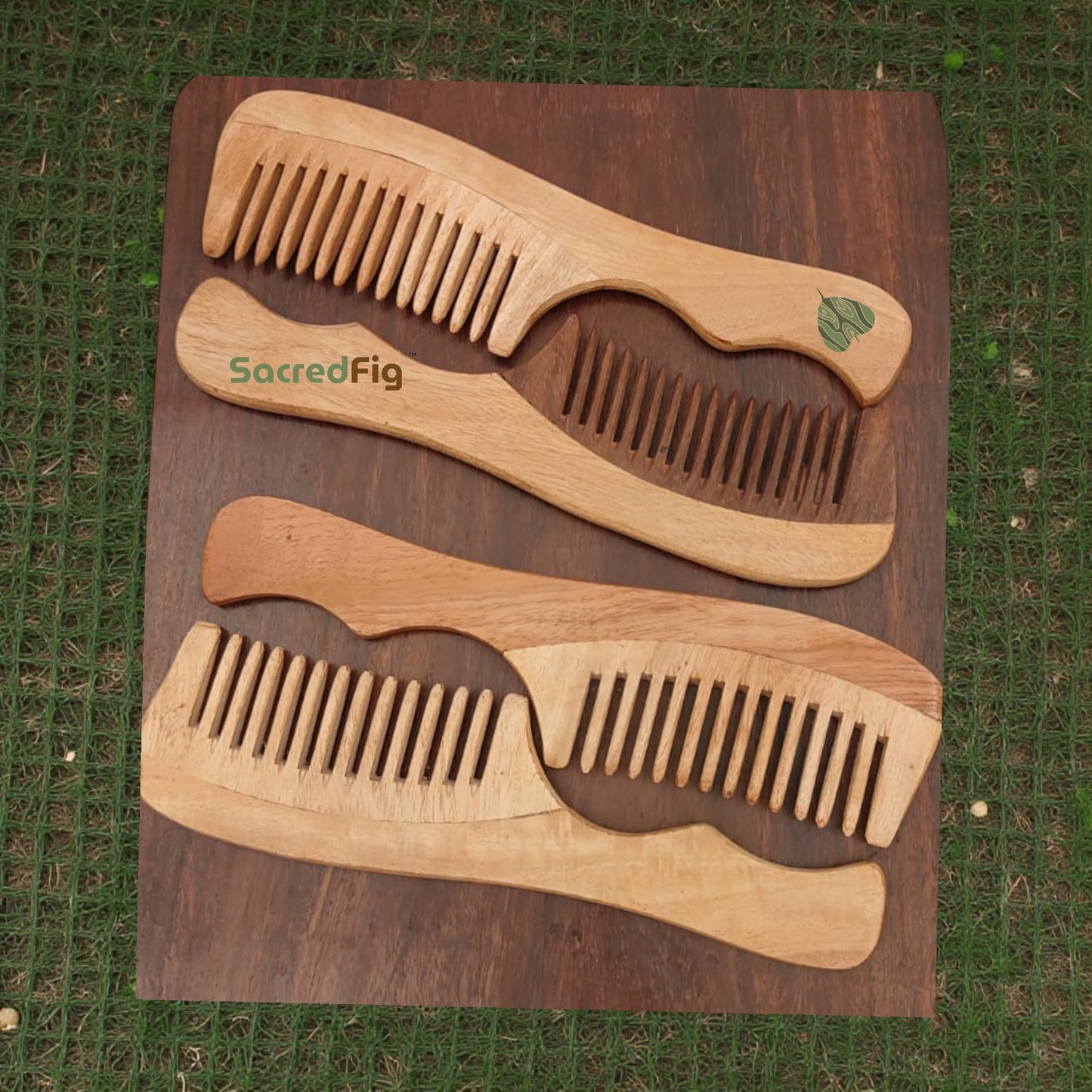 Neem Wood Comb by SacredFig | Natural Neem | Comb with grip handle