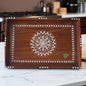 SacredFig Premium Sheesham Wood Tray with Handcarved Inlay Work - 15x10 in | Decorative Mandala Design | Water Resistant Glossy Finish