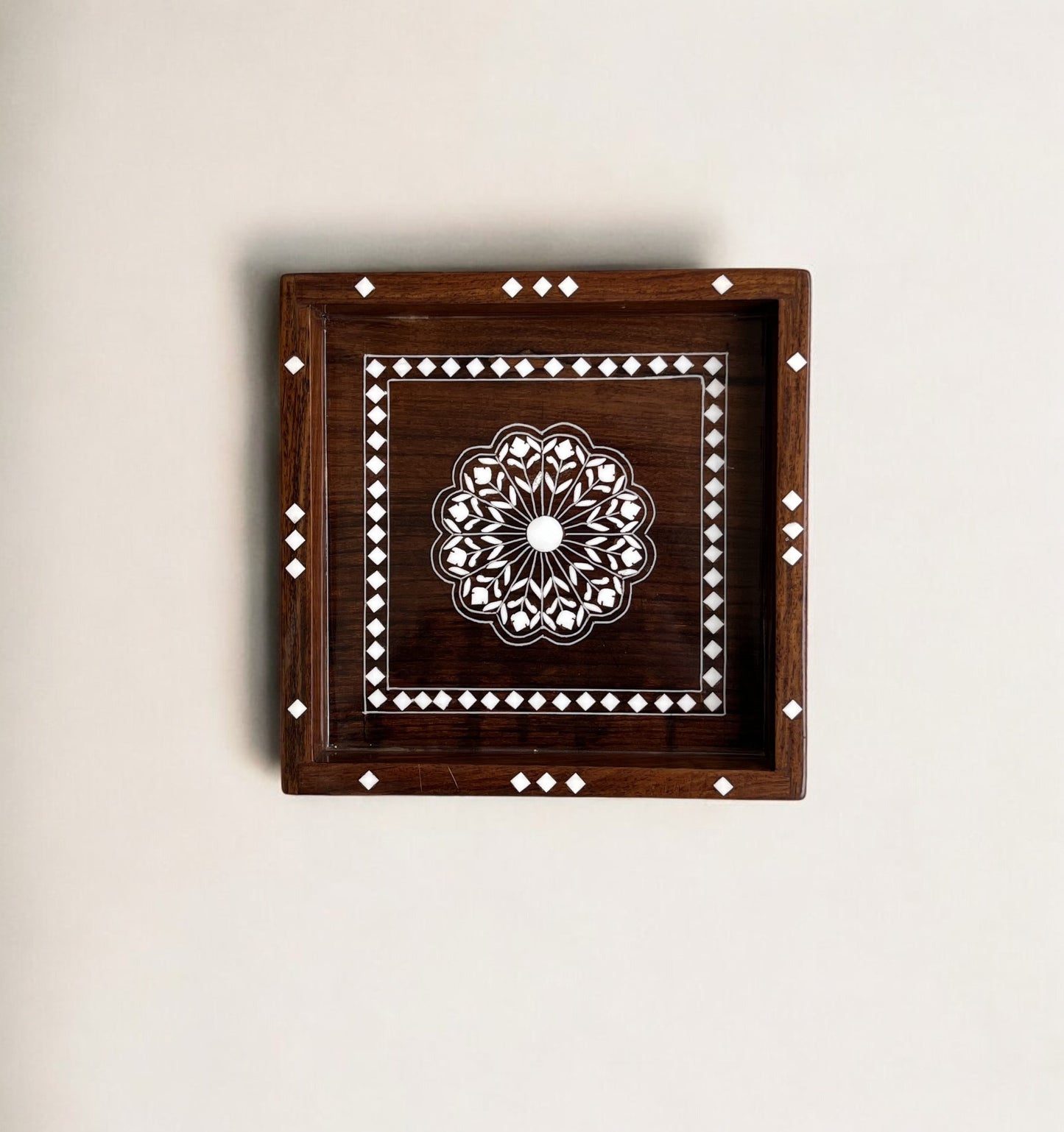 Wooden Tray for Decor & Serving | Premium Decor Floral Pattern | Square Tray (8x8 in) by SacredFig