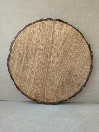 SacredFig Wooden Log Bark Wood Platter, Multipurpose use for Painting & Decor, Round Bark Wood Log