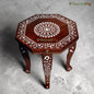 SacredFig Premium Sheesham Wood Table – White Inlay Work | Handcrafted Octagonal Accent Table | 14 Inch
