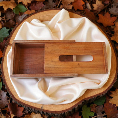 SacredFig Tissue Holder Box, Acacia Wood | Premium Napkin Holder | Ideal for Office & Home use | 9×5 in