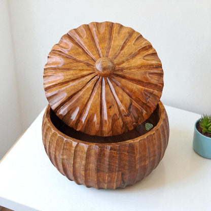 SacredFig Acacia Wood Chapati Box, Roti Box, Premium Hot Pot, Hot Case (9 in)