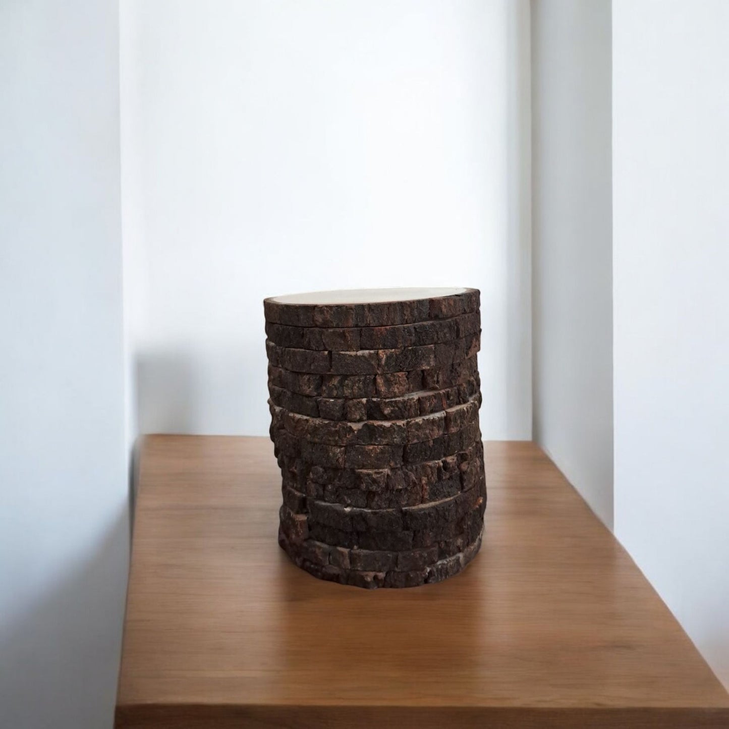 SacredFig Bark Coasters for Drawing Art & Craft | Wooden Log | Natural Wooden Coaster suitable for Art Work (Set of 4)| 4 in