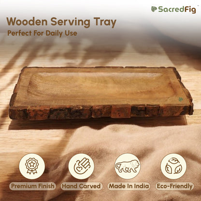 Wooden Serving Tray | Rectangular Platter Tray | 15 x 6 in