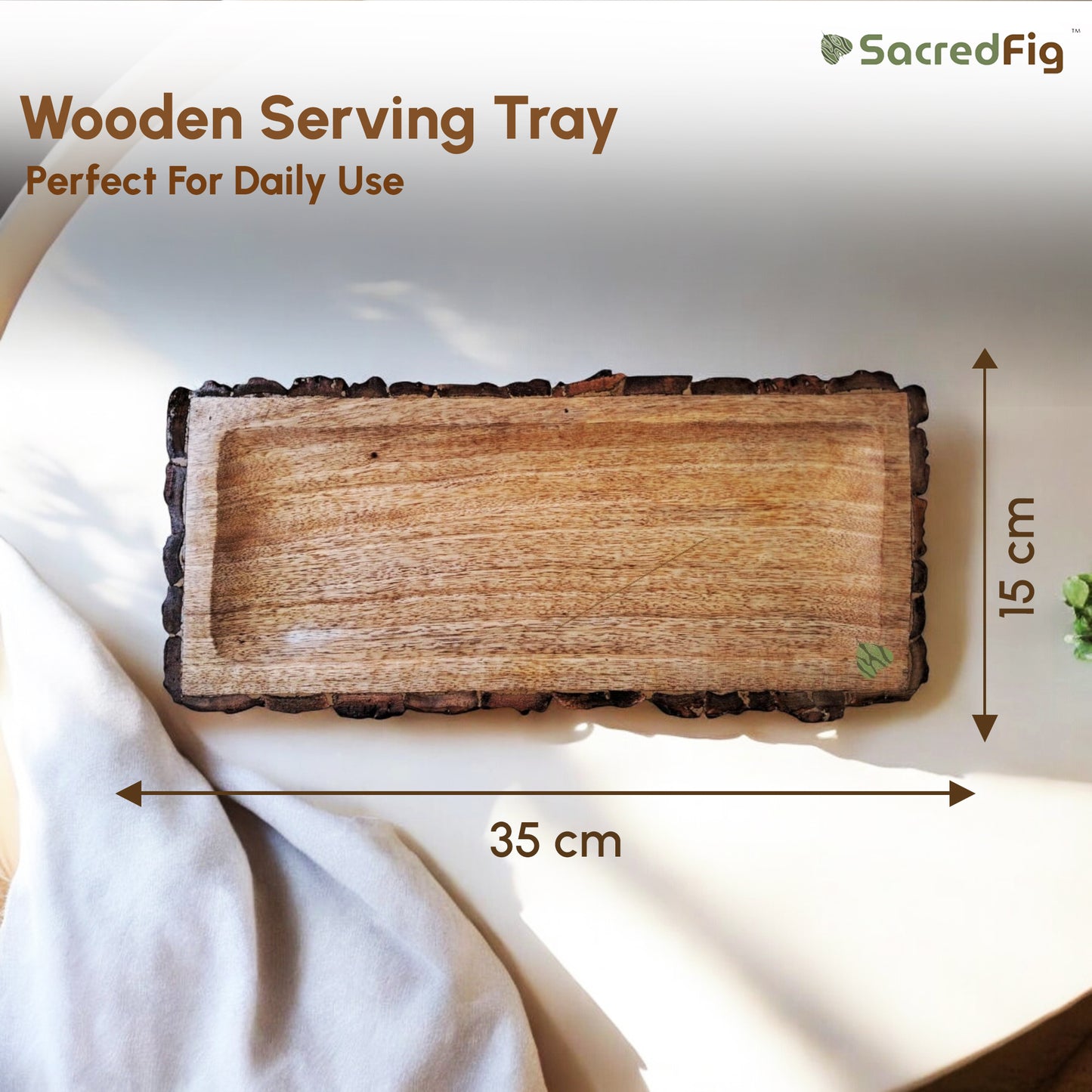 Wooden Serving Tray | Rectangular Platter Tray | 15 x 6 in