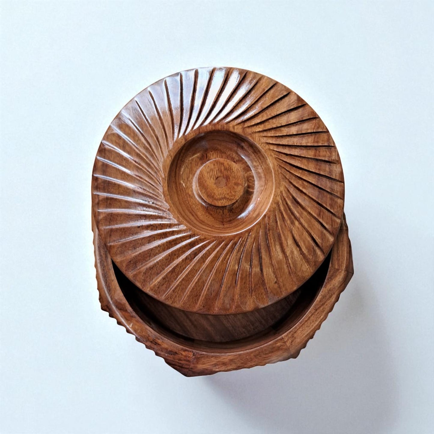 SacredFig Premium Chapati Box 22 cm (d) | Handcrafted with Sheesham Wood | Hot Case for Kitchen Storage (d)