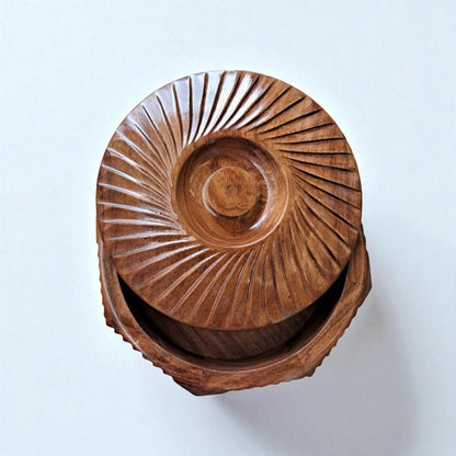 SacredFig Premium Chapati Box 22 cm (d) | Handcrafted with Sheesham Wood | Hot Case for Kitchen Storage (d)