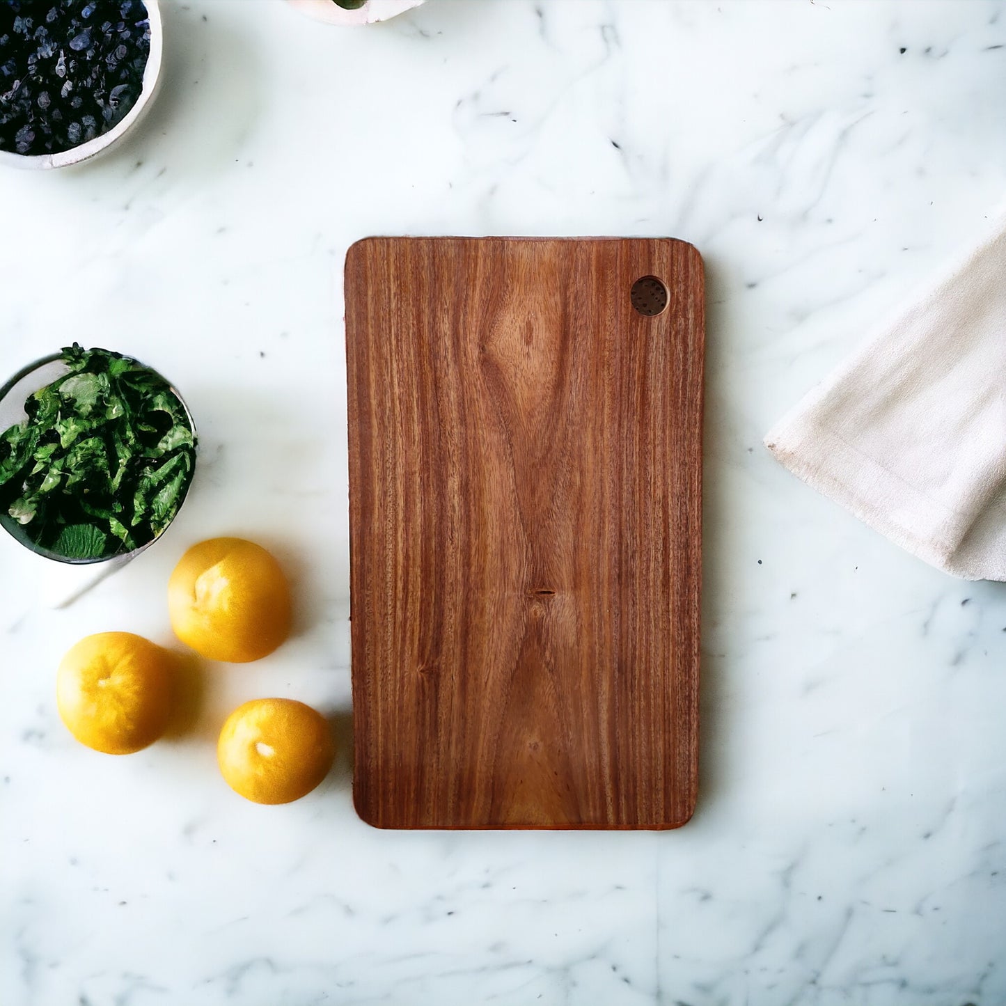 SacredFig Wooden Chopping Board for Kitchen | Solid Sheesham Wood Chopping Board | Heavy Single Block Cutting Board| 12 × 7 in