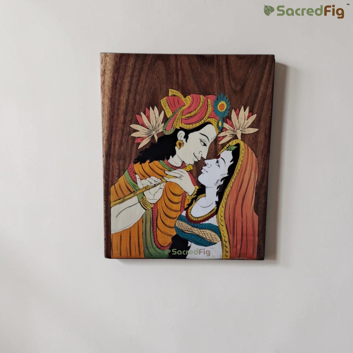 SacredFig Eternal Raas Wooden Colored Inlay Art Wall Frame |8 x 10 In| Handmade Wooden Wall Décor Traditional Artwork