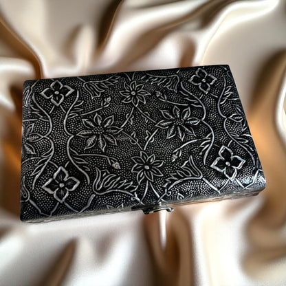 SacredFig Wooden Jewellery Box Set – Silver Finish Detailing | Handcrafted in S, M & L Sizes