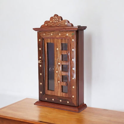 Wooden Key Holder, Glass design with Sheesham Wood (SD002) | 11 × 6 in