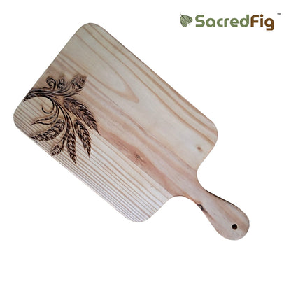 SacredFig Pine Wood Serving Platter & Chopping Board | 16 × 8 in