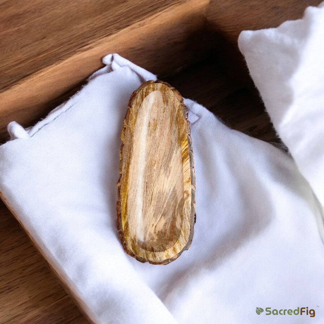 SacredFig Wooden Platter Tray for Serving - Oval Shape 6 x 14 in
