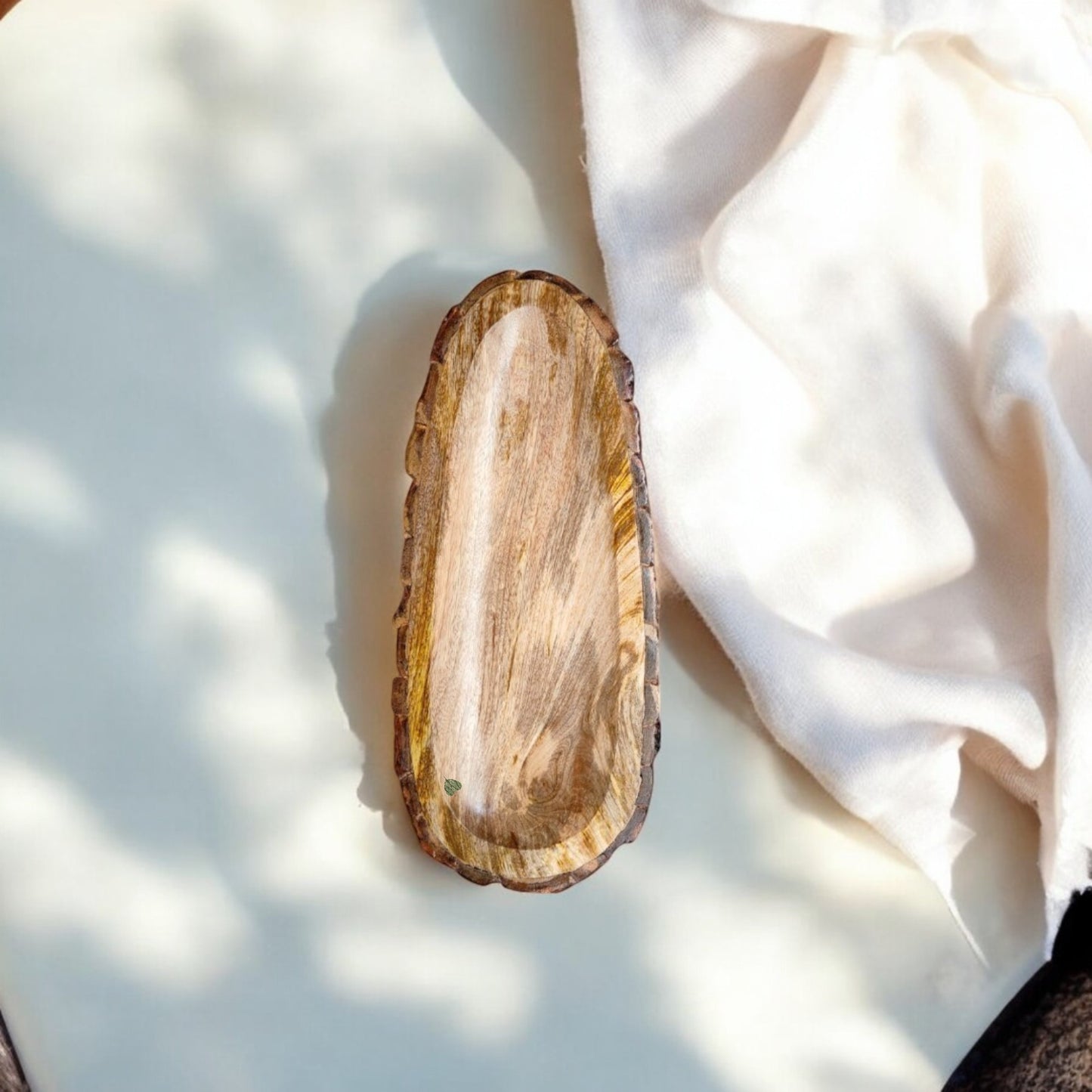 SacredFig Wooden Platter Tray for Serving - Oval Shape 6 x 14 in