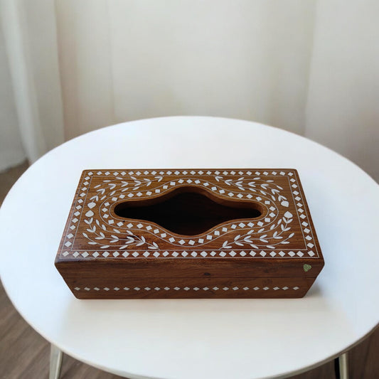 SacredFig Sheesham Wood Decorative Tissue Box Napkin Box for Office & Home Tables | Premium Decor (11x6 in)