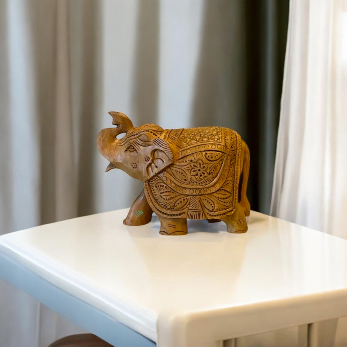 Jaipuri style orange elephant showpiece for home decor by SacredFig